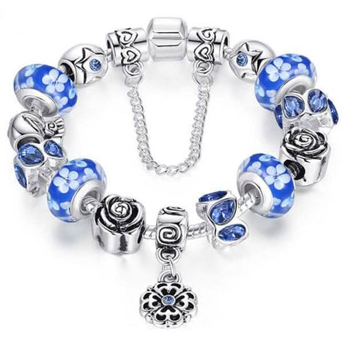 Austrian Crystal And Murano Beads Bracelet With Flower Charm by DailySale