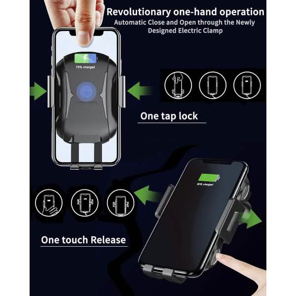 Automatic Clamping Wireless Car Charger Mount by DailySale