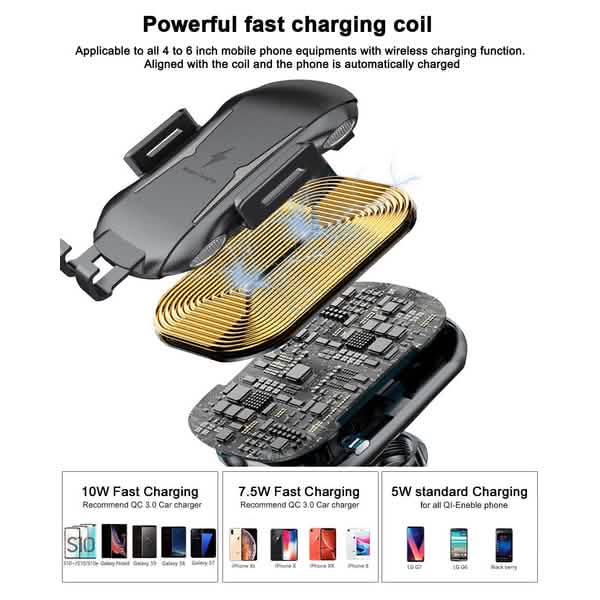 Automatic Clamping Wireless Car Charger Mount by DailySale