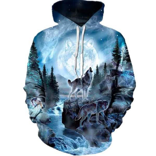 Autumn and Winter 3D Printed Wolf Sweatshirt Hoodie by DailySale