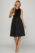 She + Sky Full Size Sleeveless Poplin Woven Midi Dress with Pockets Plus Size by Selvanelle