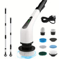 Electric Rotary Scrubber with Replaceable 8 Brush Heads and Adjustable Extension Handle by DailySale