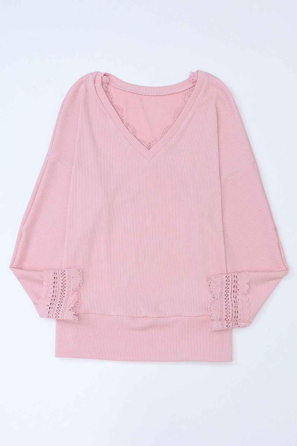 Lace Detail V-Neck Long Sleeve T-Shirt