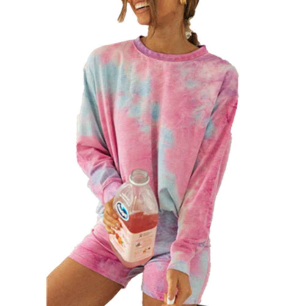 Women's Tie Dye Fashion Print Casual Long Sleeve Home Suit