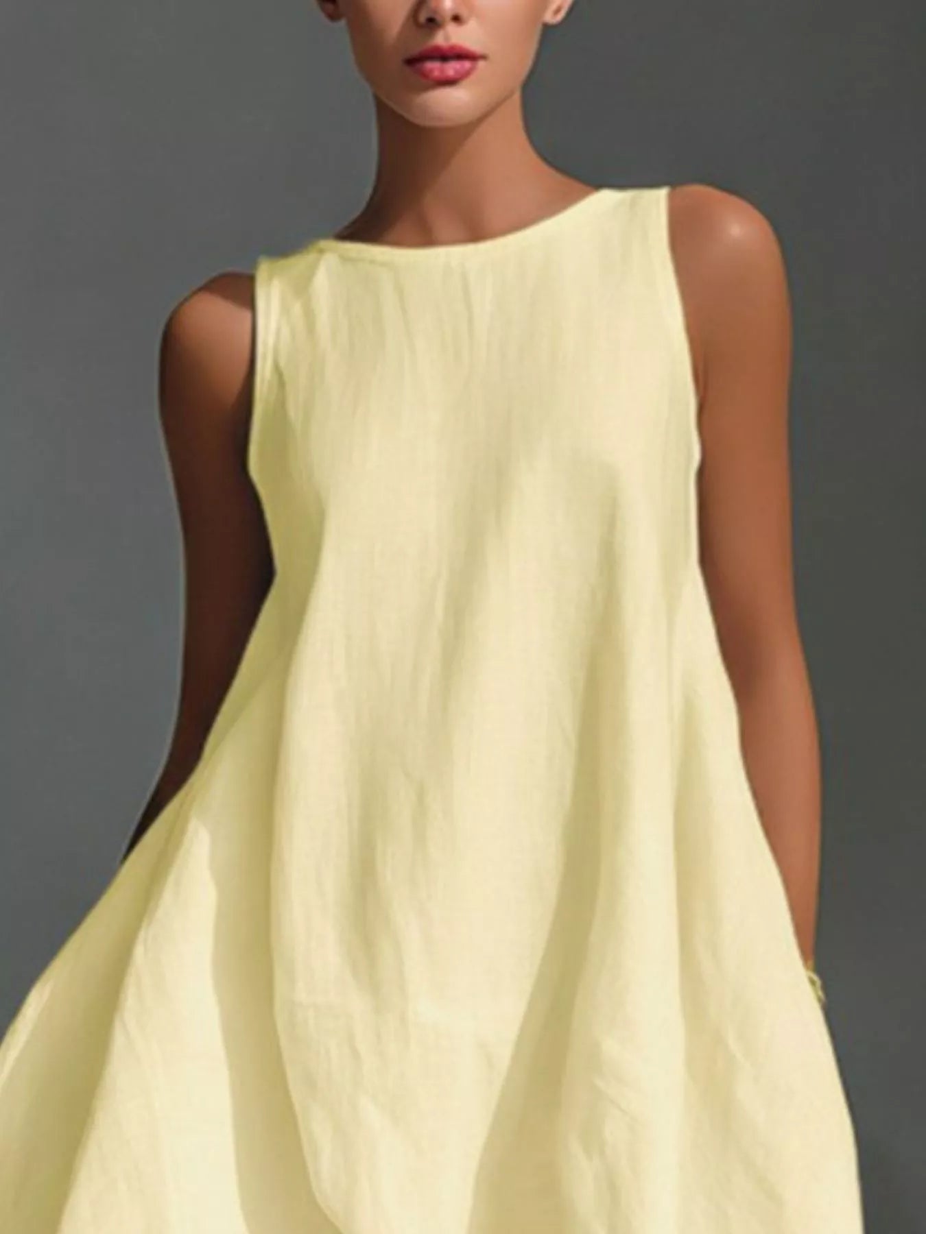 High-Low Round Neck Sleeveless Dress by Shopiebay