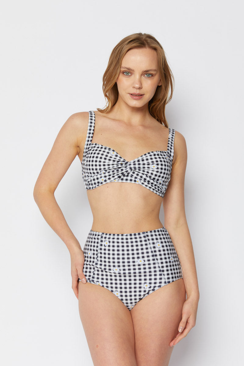 B2808-Gingham Daisy Black by MARINA WEST SWIM