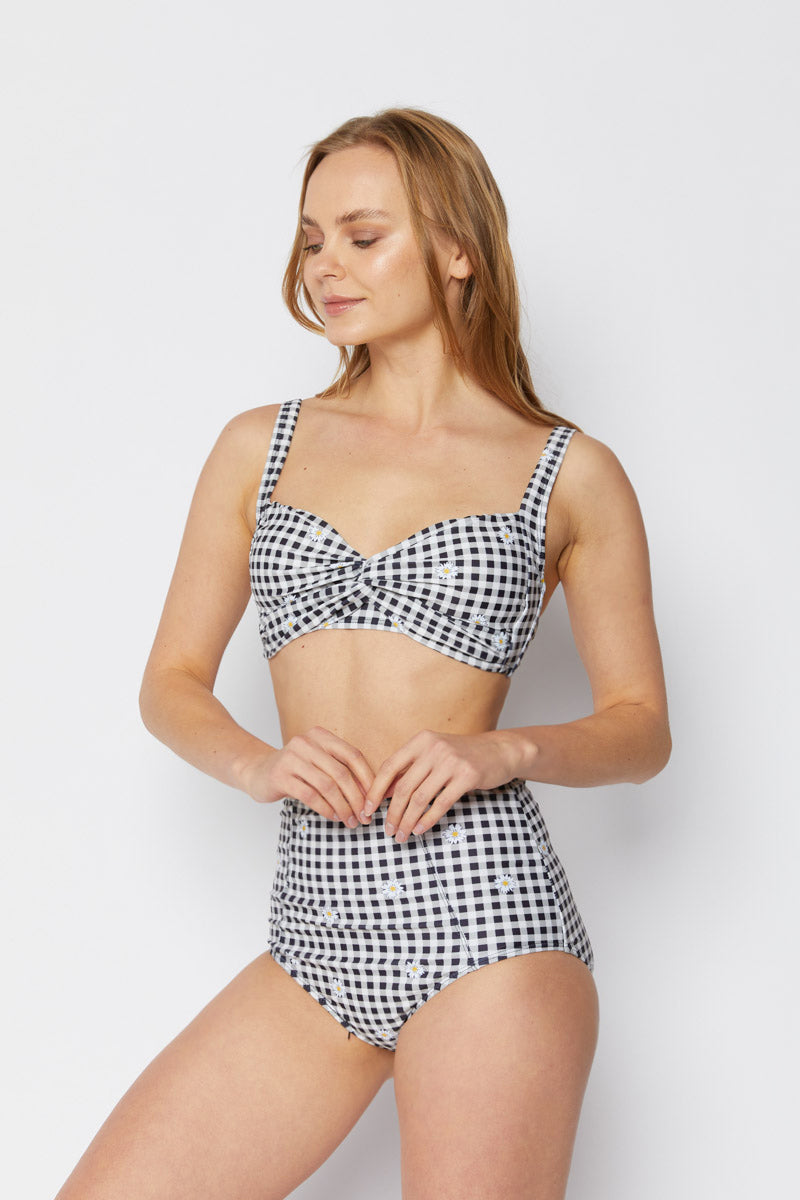 B2808-Gingham Daisy Black by MARINA WEST SWIM