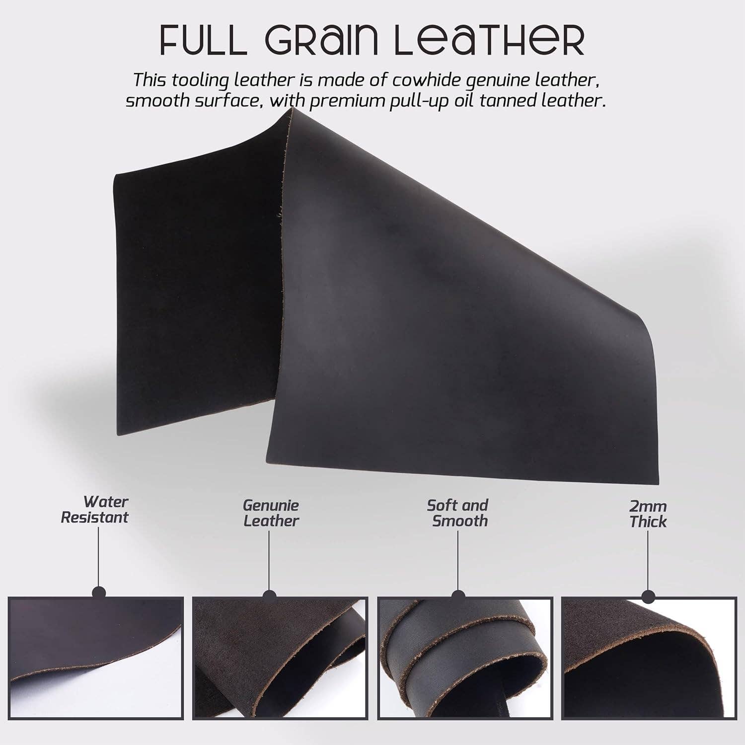 Full Grain Cowhide Leather 2mm Tooling Sheets - Craft & DIY by Hadzam