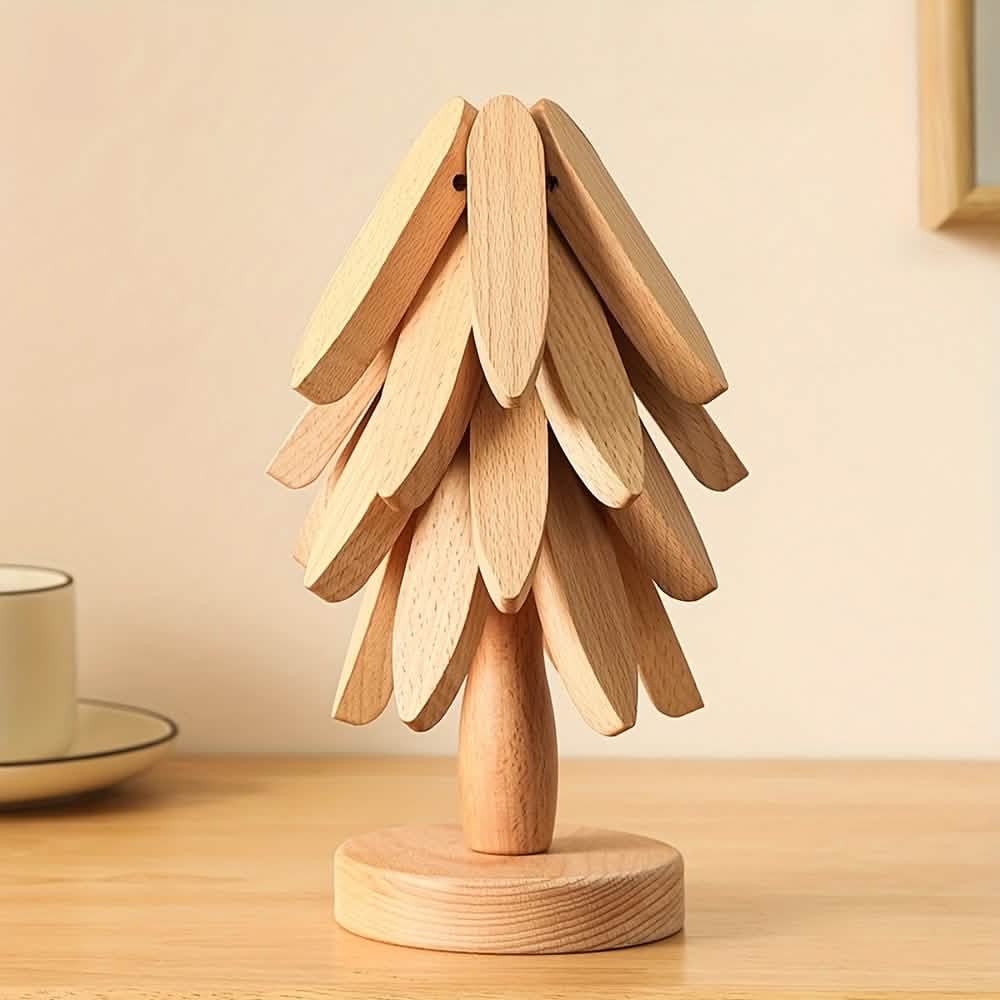 Solid Wood Heat-Resistant Table Mats – Tree-Shaped Coasters Set by DailySale