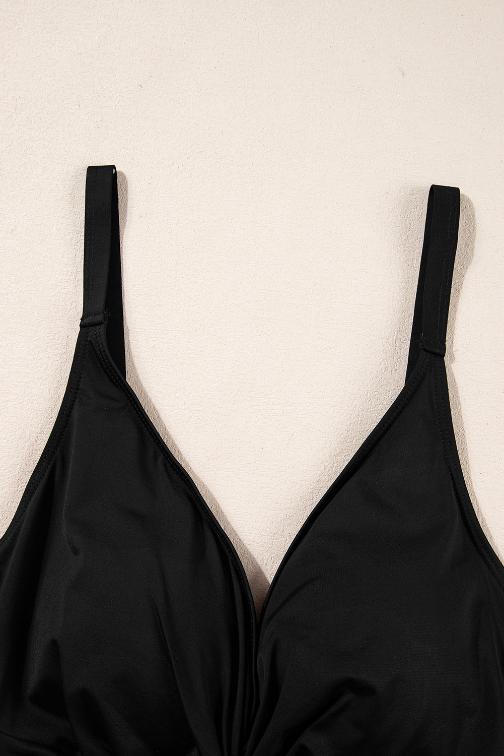 Dark Blue Twist Ruched Crisscross V Neck One Piece Swimsuit