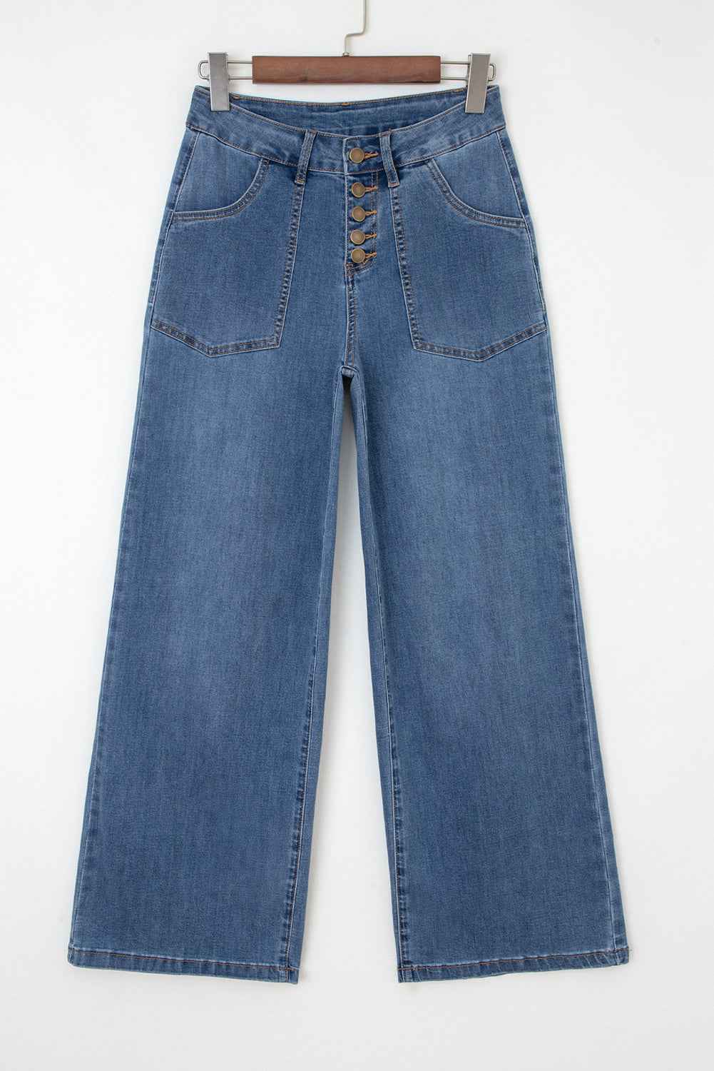 Ashleigh Blue Multi-Button High Waist Wide Leg Jeans