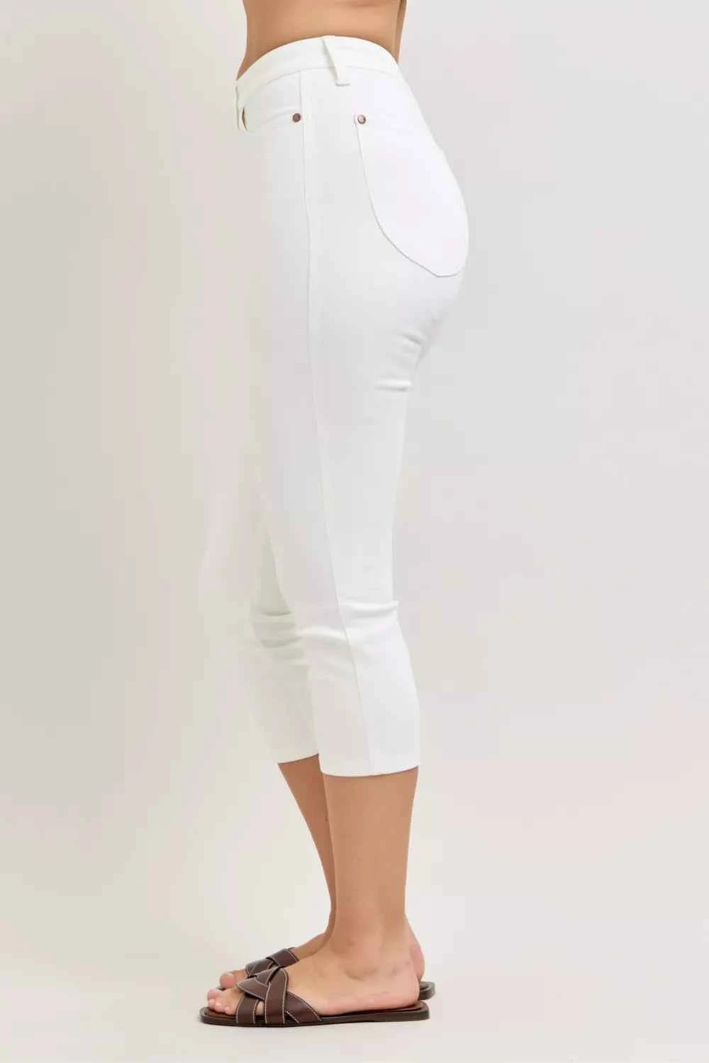Judy Blue High Waist Extended Waistband Capri Pants with Spade Pockets
