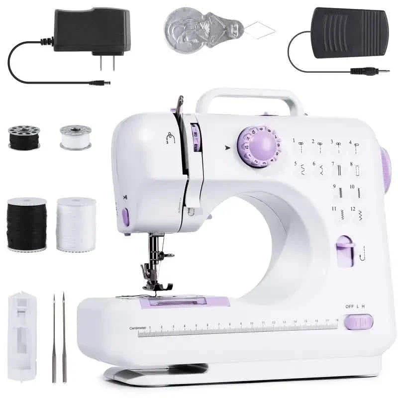 Pro Portable Electric Sewing Machine – 12 Stitches, Adjustable Speed, Multifunctional by DailySale