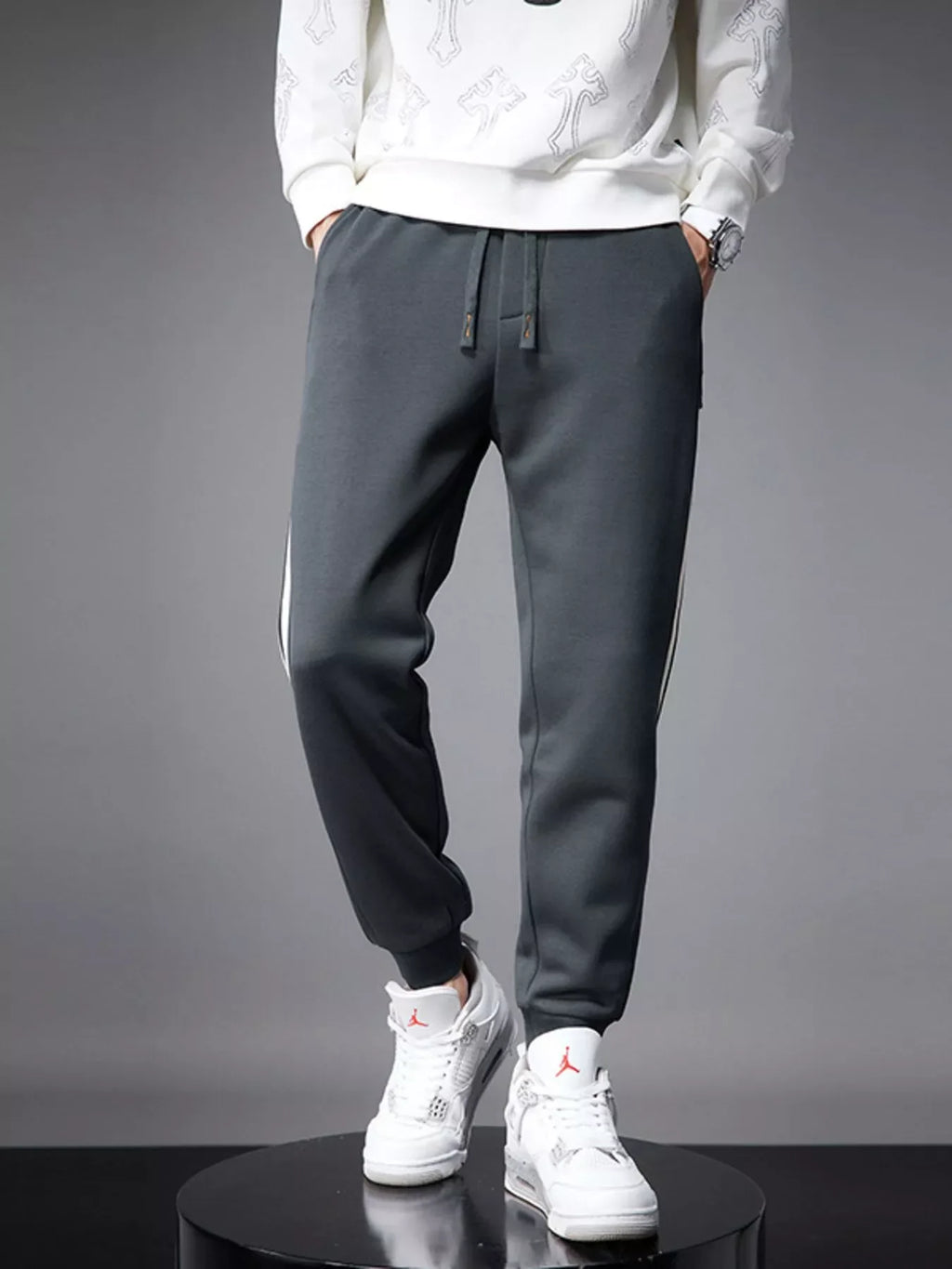Men's Side Striped Drawstring Joggers