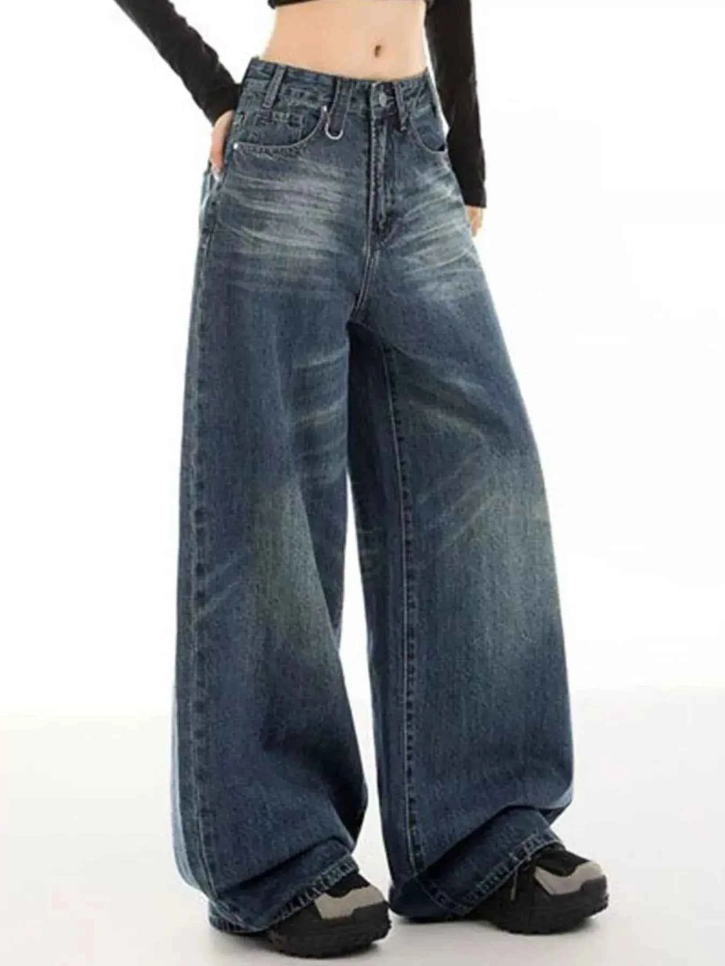 Vintage Wash Wide Leg Jeans