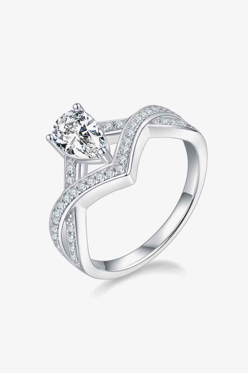 1 Carat Moissanite Teardrop 925 Sterling Silver Ring by Wild and Free Boutique