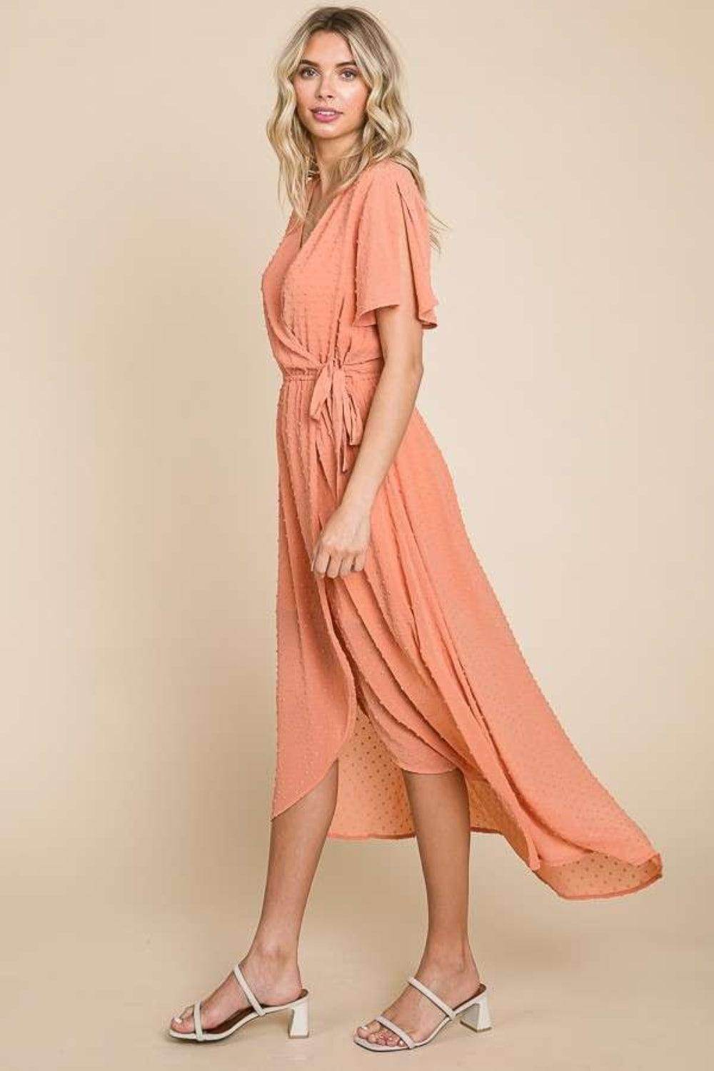 Culture Code Full Size Swiss Dot Tied Slit Dress by Selvanelle