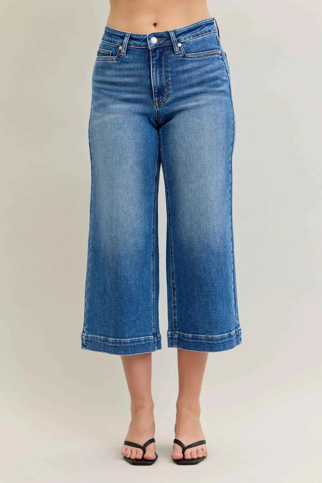 Judy Blue Mid Rise Crop Wide Leg Jeans