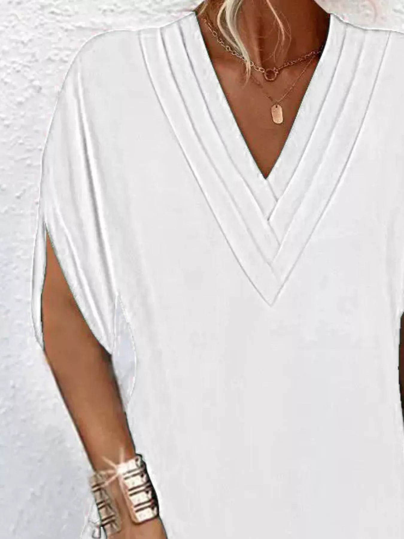 V-Neck Slit Sleeve Mini Dress by Shopiebay