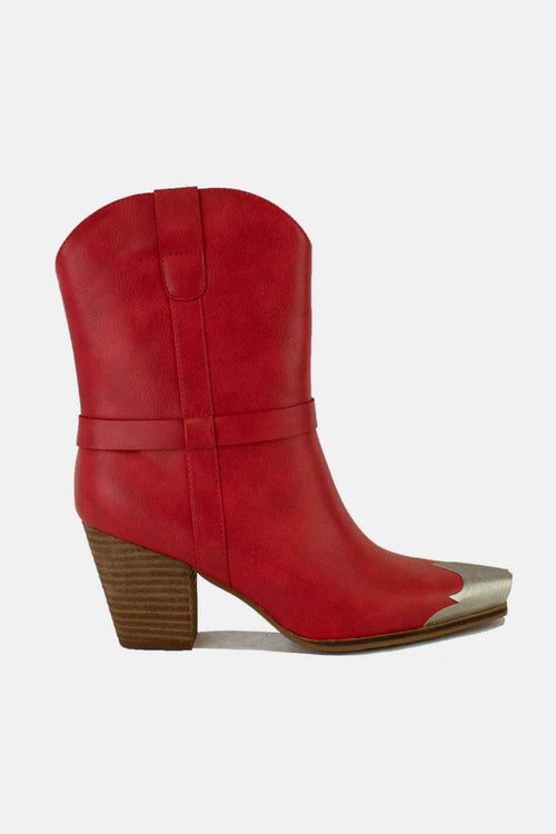 Beast Fashion Faux Leather Metal Toe Ankle Boots by Wild and Free Boutique