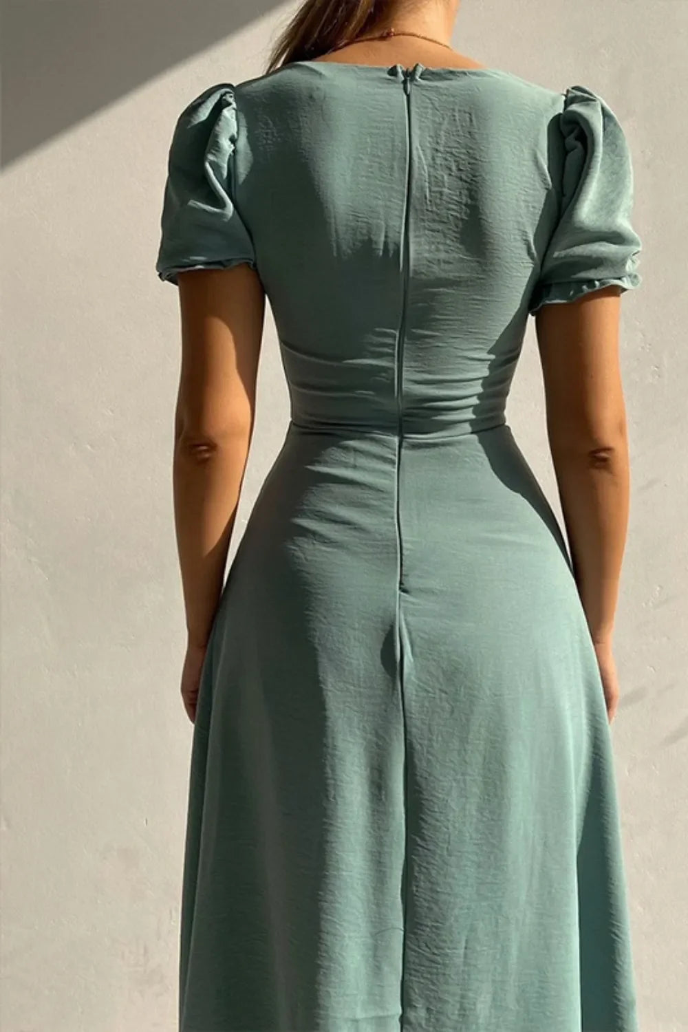 Sweetheart Neck Short Sleeve Dress by Shopiebay