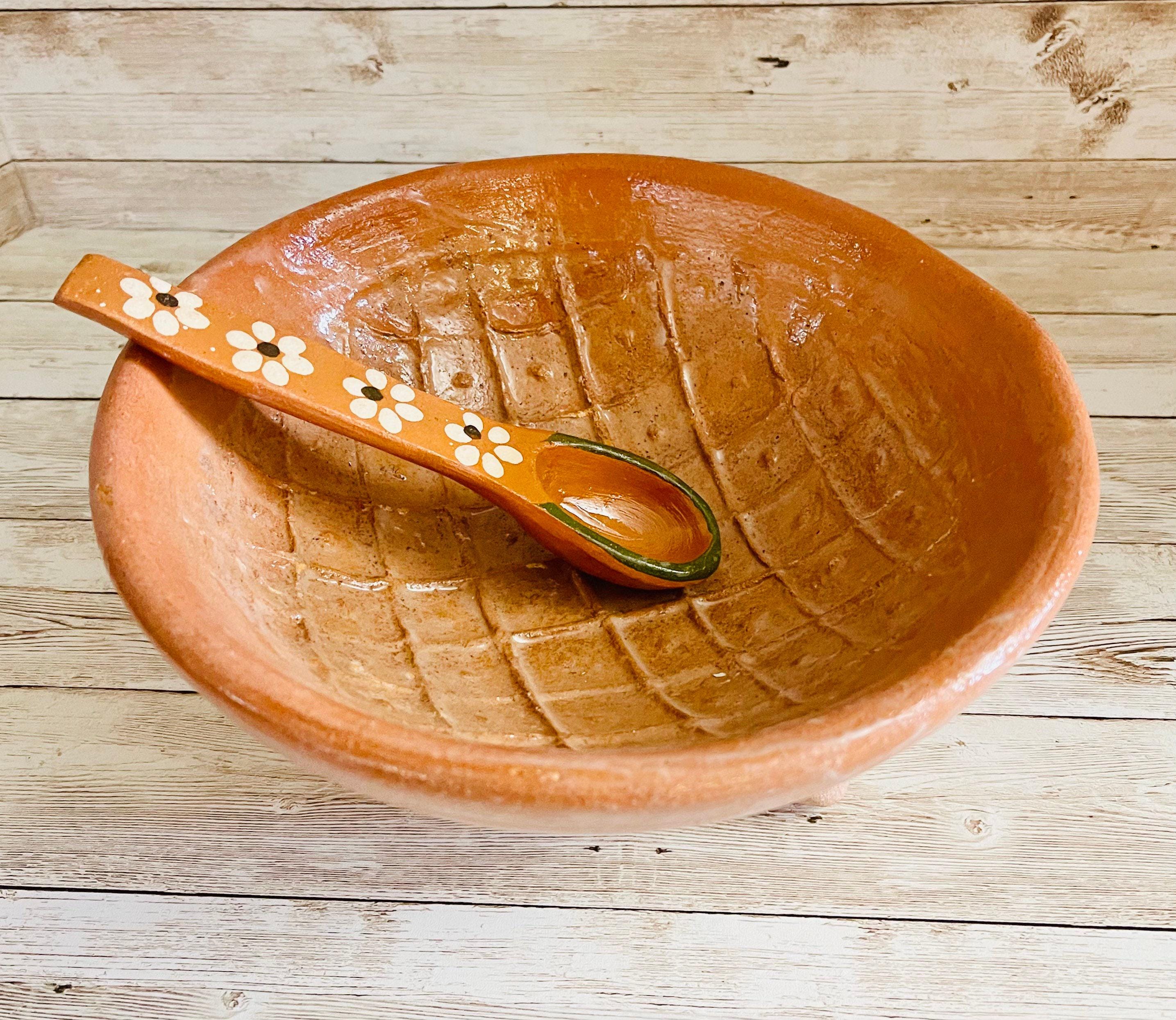 Authentic Mexican Molcajete with Spoon Molcajete Mexicano de Barro con Cuchara by Chica Mexico