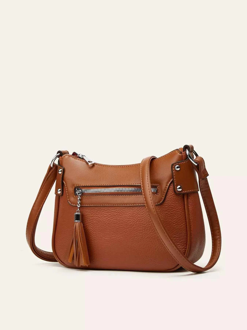 Tassel Decor PU Leather Crossbody Bag by Be Bliss Boutique