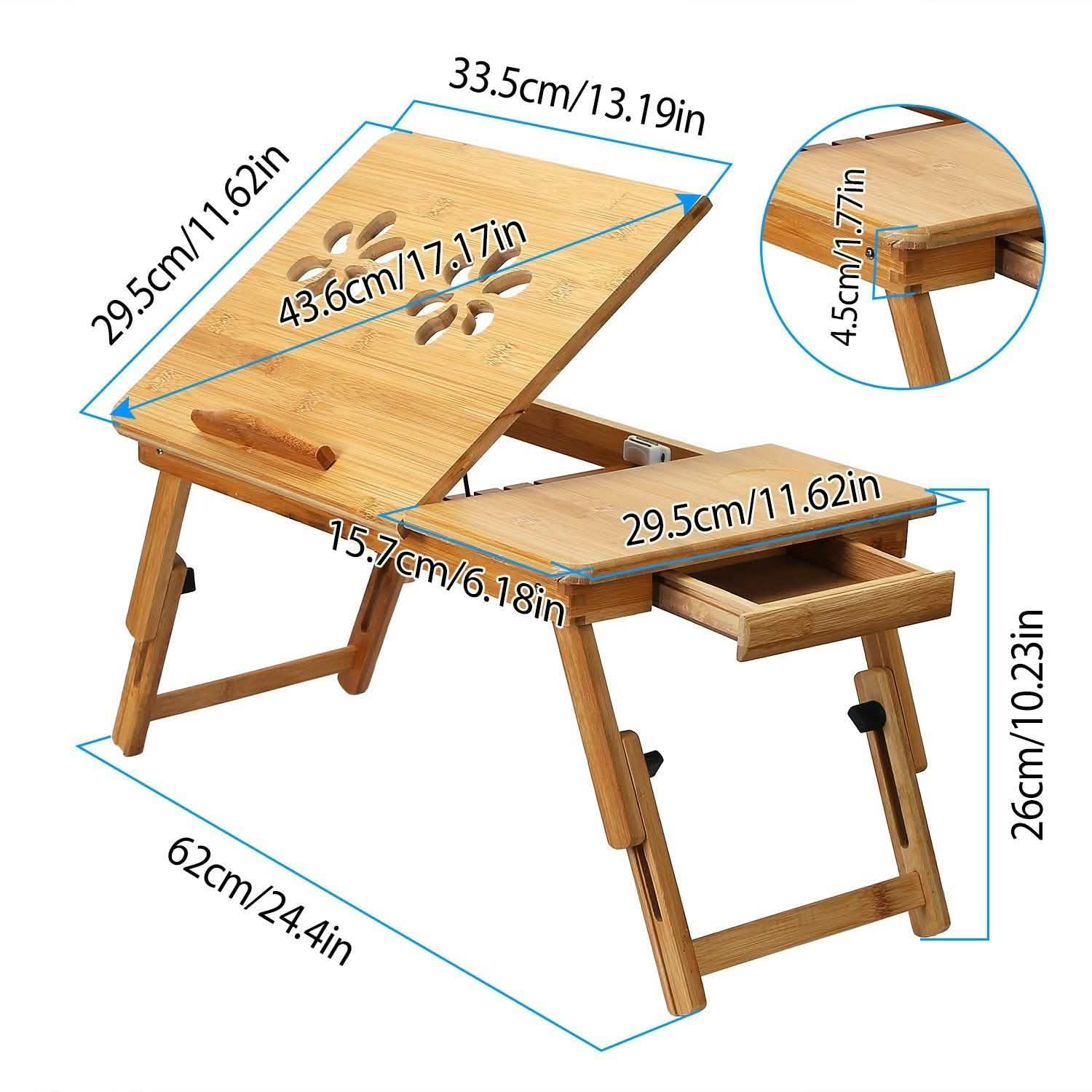 Bamboo Laptop Desk with Side Storage Drawer by DailySale