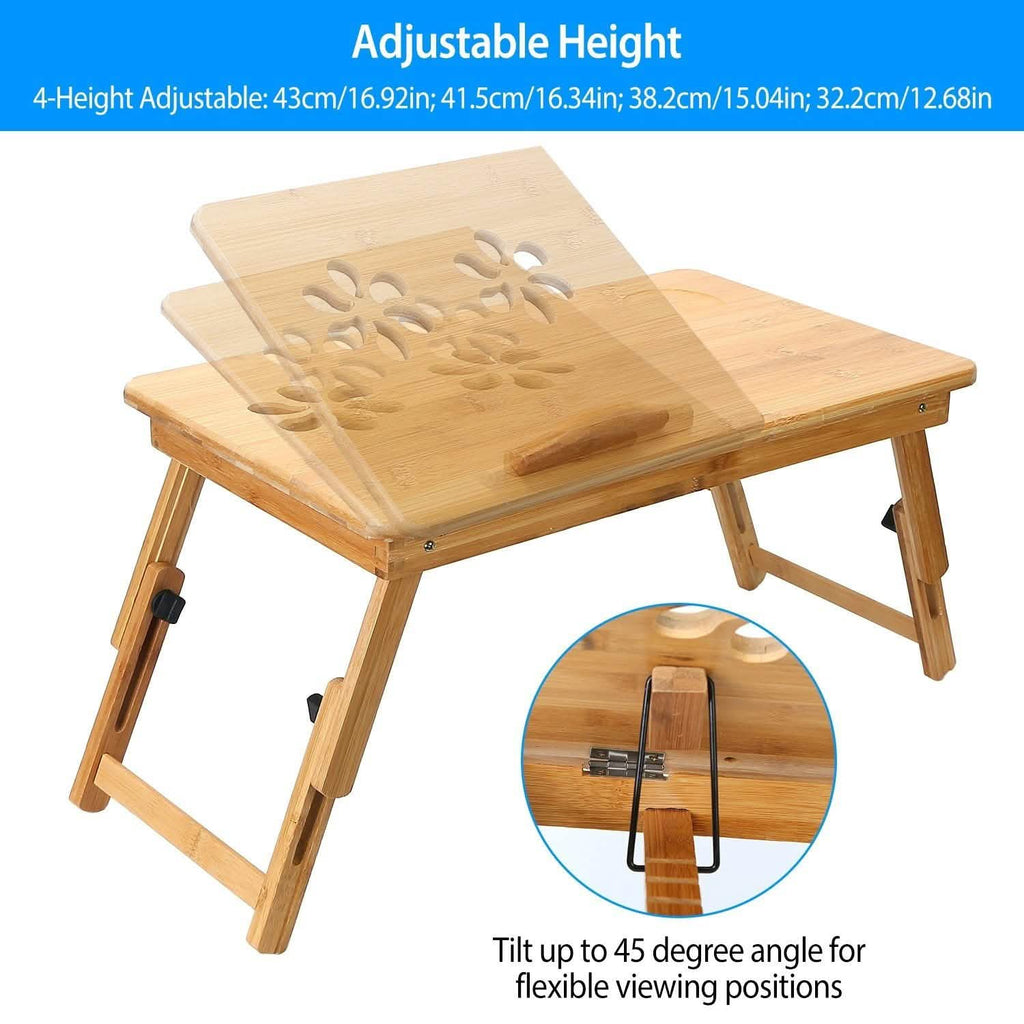 Bamboo Laptop Desk with Side Storage Drawer by DailySale