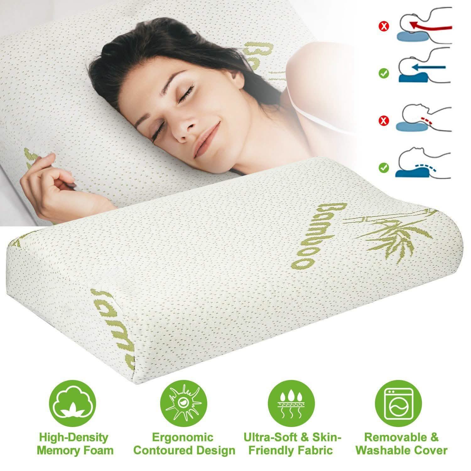 Bamboo Memory Foam Sleep Pillow by DailySale