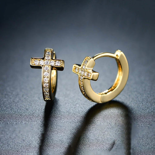 Barzel Crystal Cross Earrings Made with 18K Gold Plating and Swarovski Crystals by DailySale