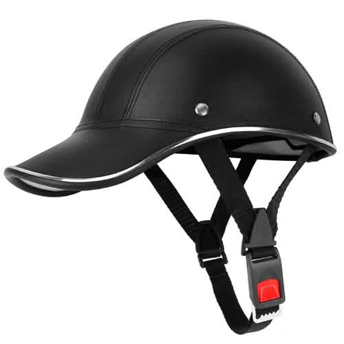 Baseball Cap Anti-UV Cycling Motorcycle Hat Leather Helmet by DailySale