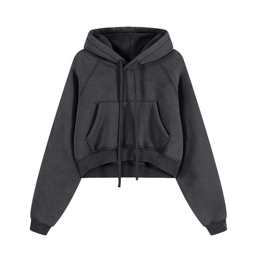 Basic B Grunge Wash Cropped Hoodie by Goth Cloth Co.