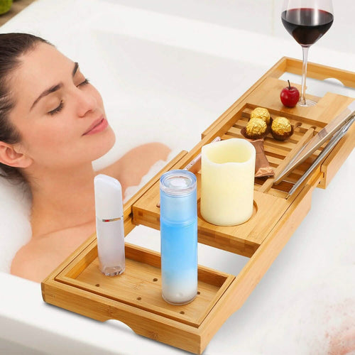 Bathtub Caddy Tray Crafted Bamboo by DailySale