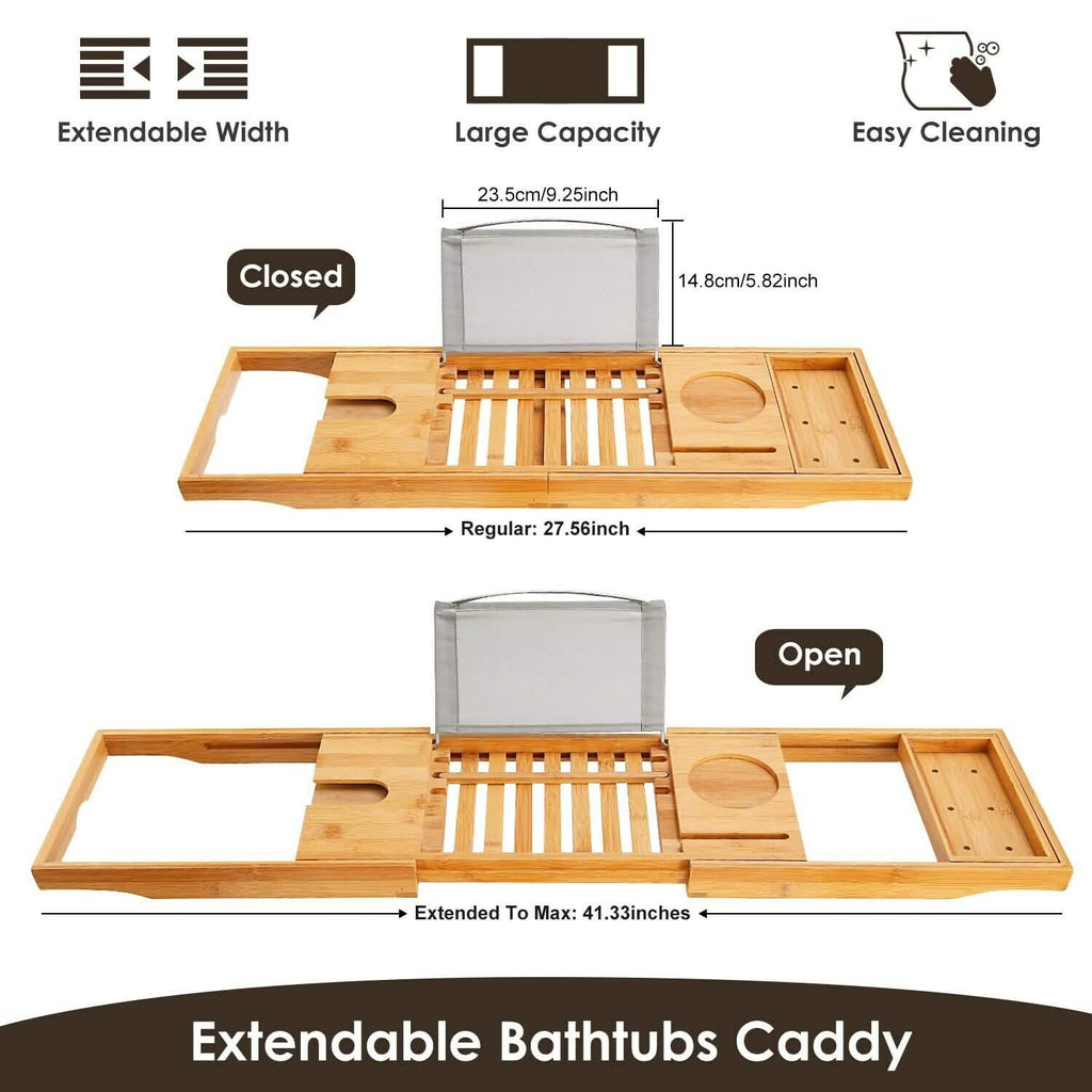 Bathtub Caddy Tray Crafted Bamboo by DailySale