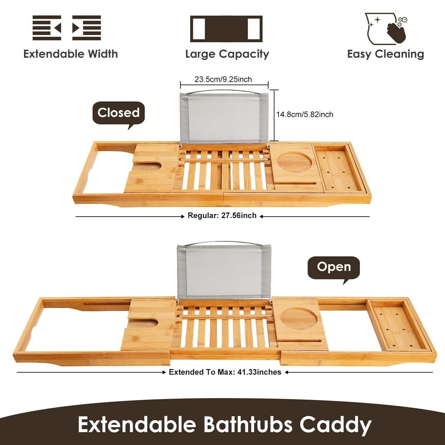 Bathtub Caddy Tray Crafted Bamboo by DailySale