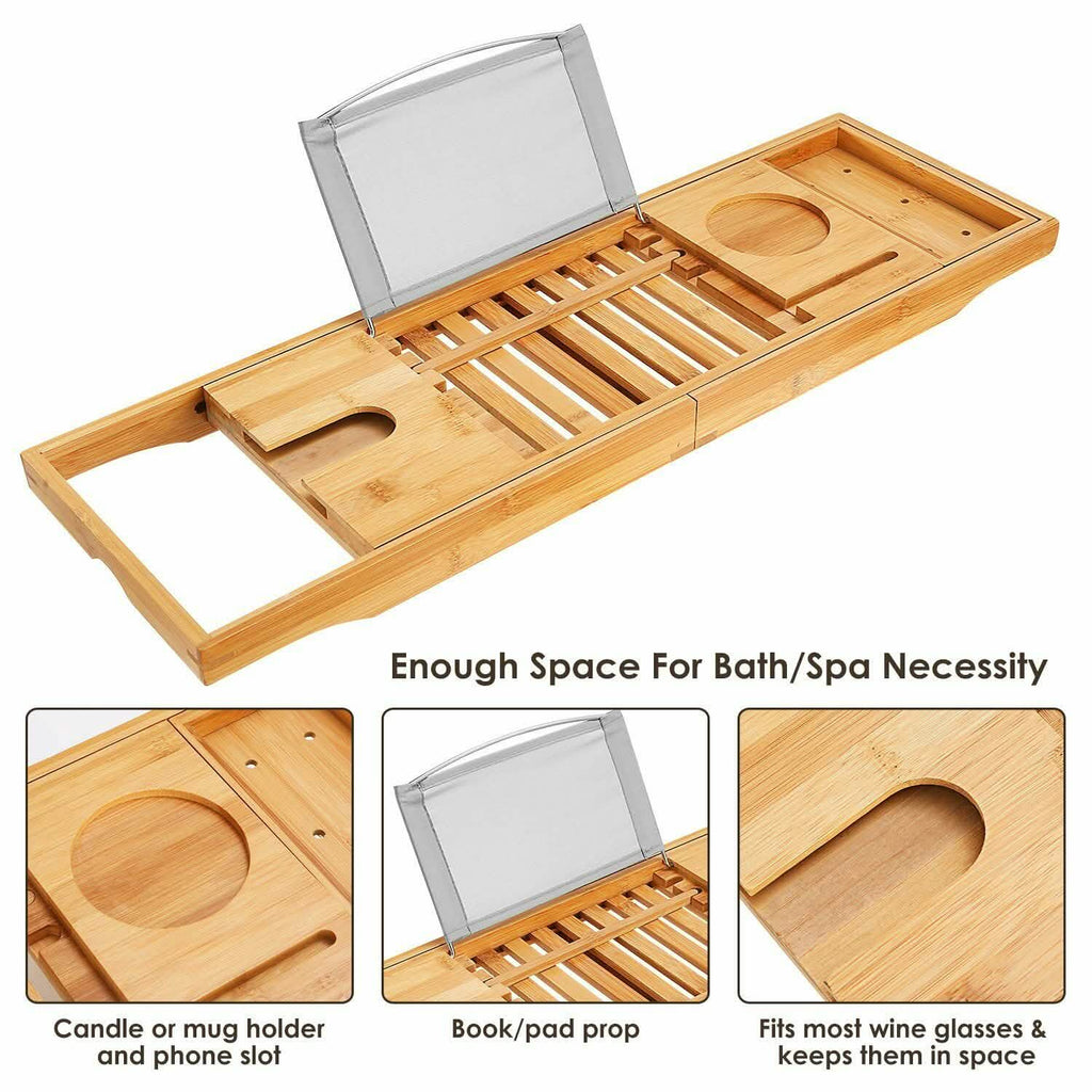 Bathtub Caddy Tray Crafted Bamboo by DailySale