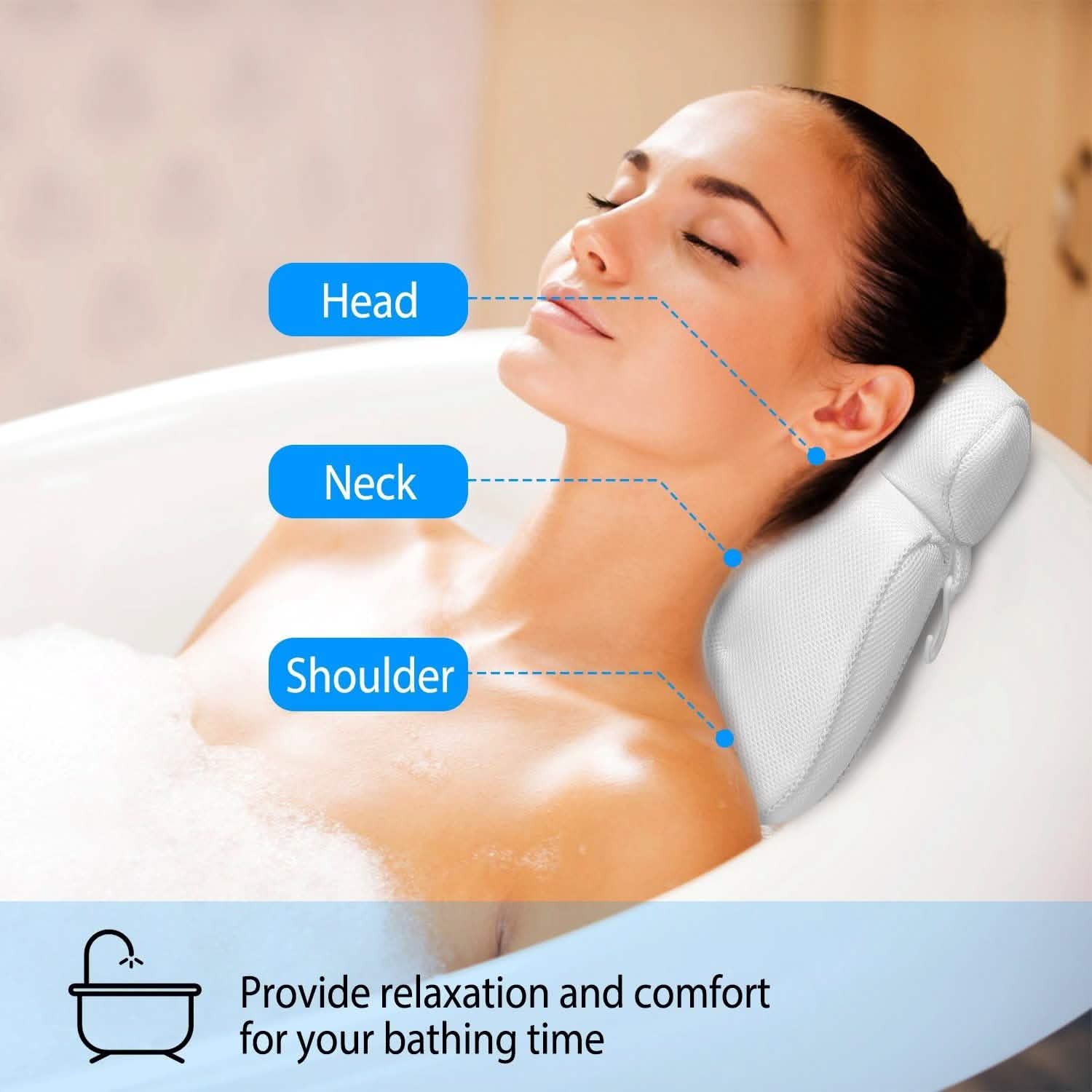 Bathtub Pillow Suction Cup Bath Pillow Air Mesh by DailySale