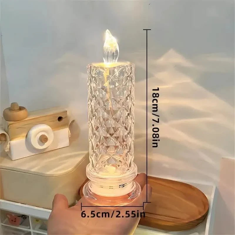 Battery-Powered LED Candle Lamp With Rose Pattern Refraction Halo Projection by DailySale