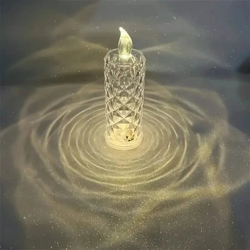 Battery-Powered LED Candle Lamp With Rose Pattern Refraction Halo Projection by DailySale