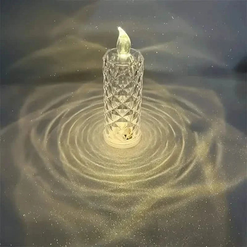 Battery-Powered LED Candle Lamp With Rose Pattern Refraction Halo Projection by DailySale