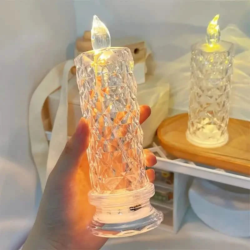 Battery-Powered LED Candle Lamp With Rose Pattern Refraction Halo Projection by DailySale