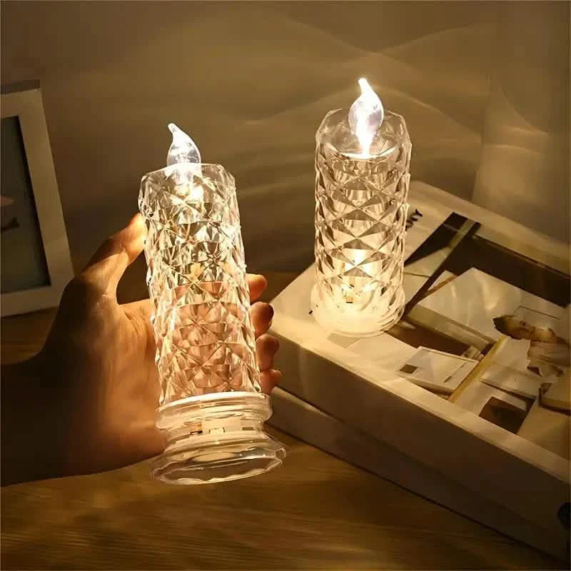 Battery-Powered LED Candle Lamp With Rose Pattern Refraction Halo Projection by DailySale