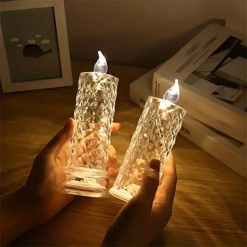 Battery-Powered LED Candle Lamp With Rose Pattern Refraction Halo Projection by DailySale