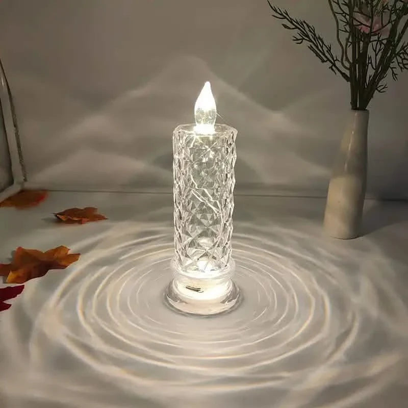 Battery-Powered LED Candle Lamp With Rose Pattern Refraction Halo Projection by DailySale