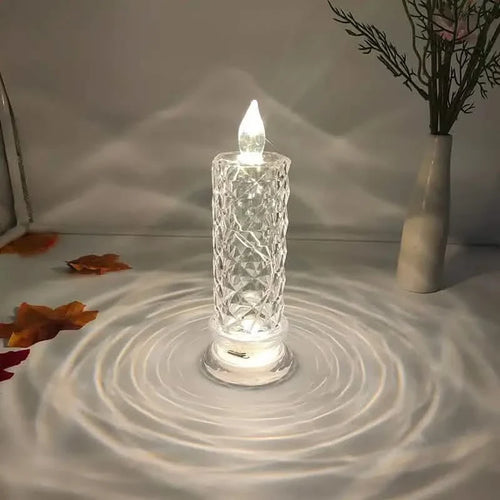 Battery-Powered LED Candle Lamp With Rose Pattern Refraction Halo Projection by DailySale