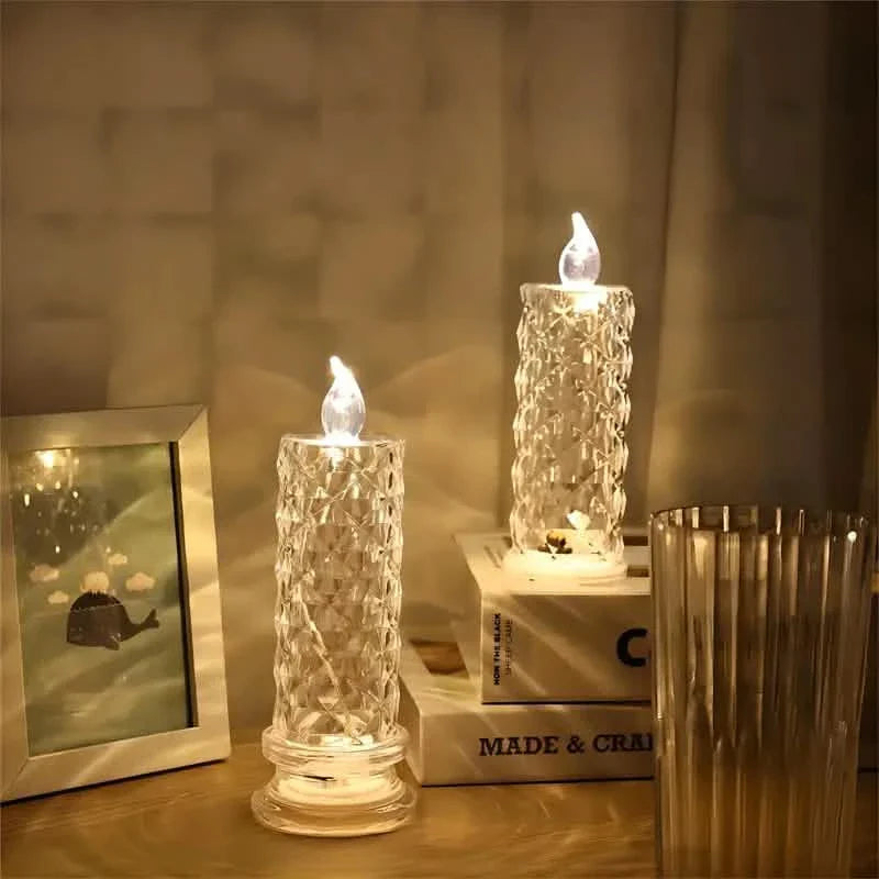 Battery-Powered LED Candle Lamp With Rose Pattern Refraction Halo Projection by DailySale