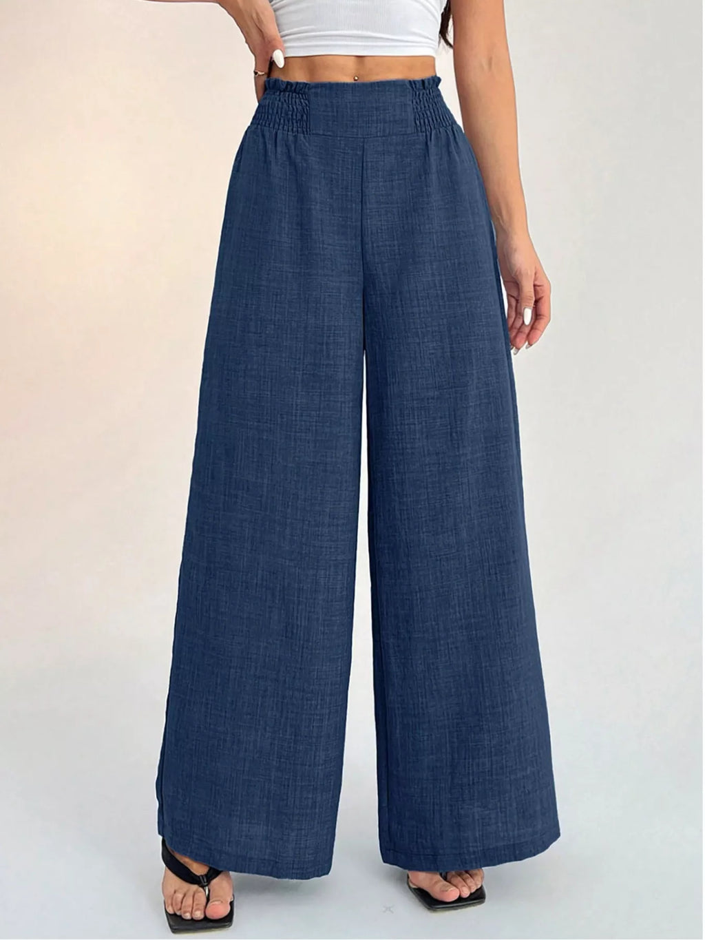 Elastic Waist Wide Leg Pants by Simply Love