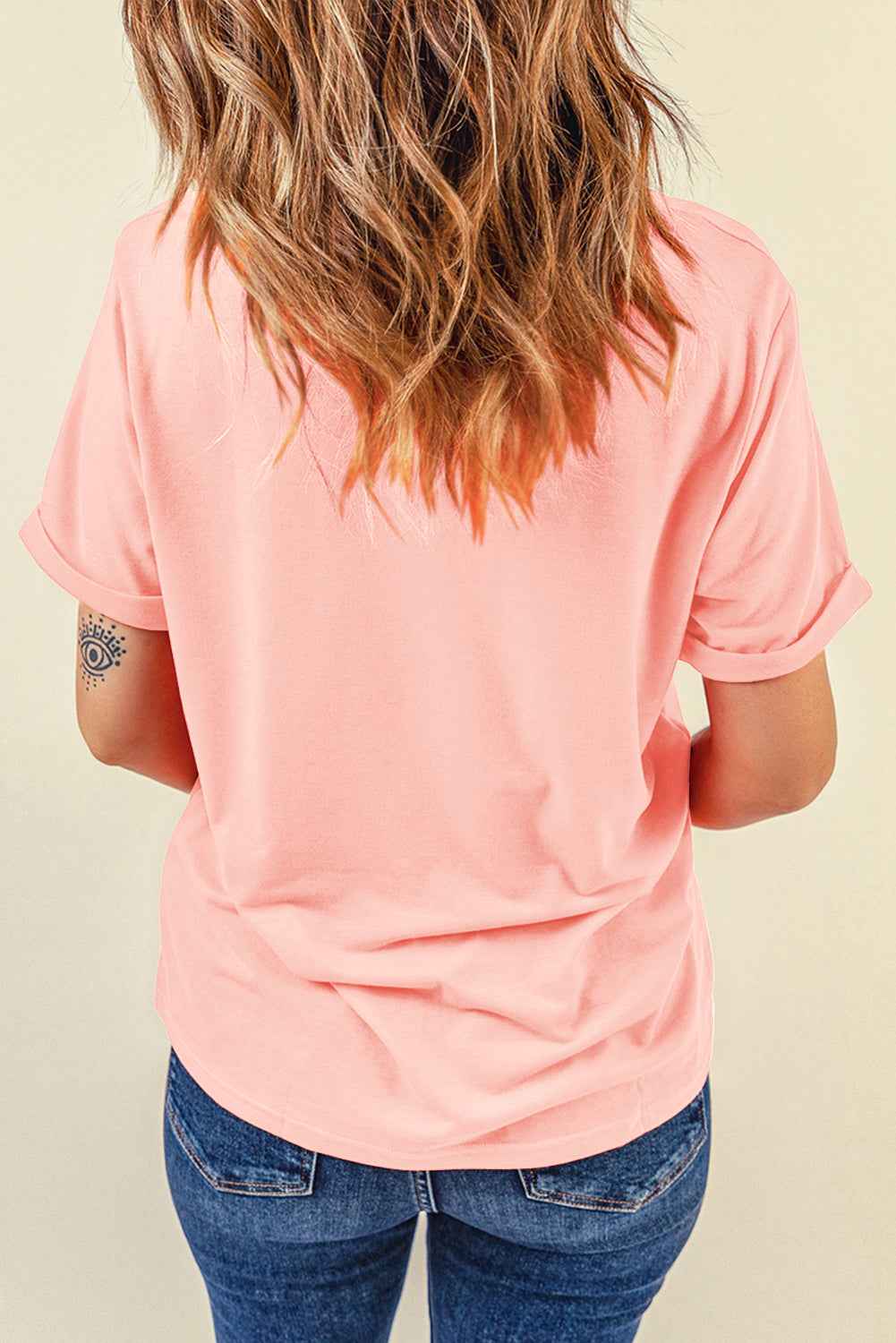 Pink Floral MAMA Bowknot Print Crewneck T Shirt