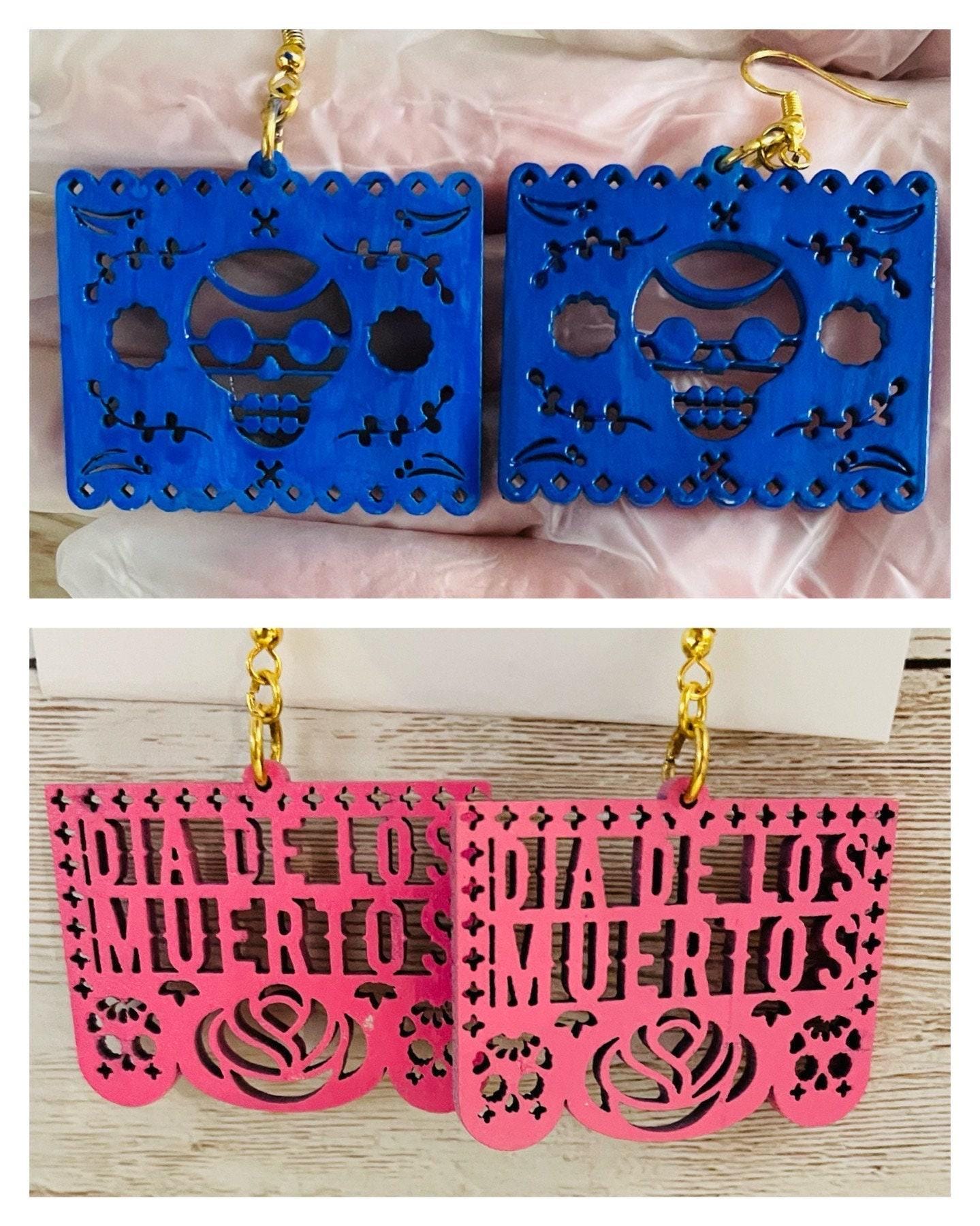 2x Day of the Dead Earrings 2 Pares de Aretes de Dia de Muerto by Chica Mexico